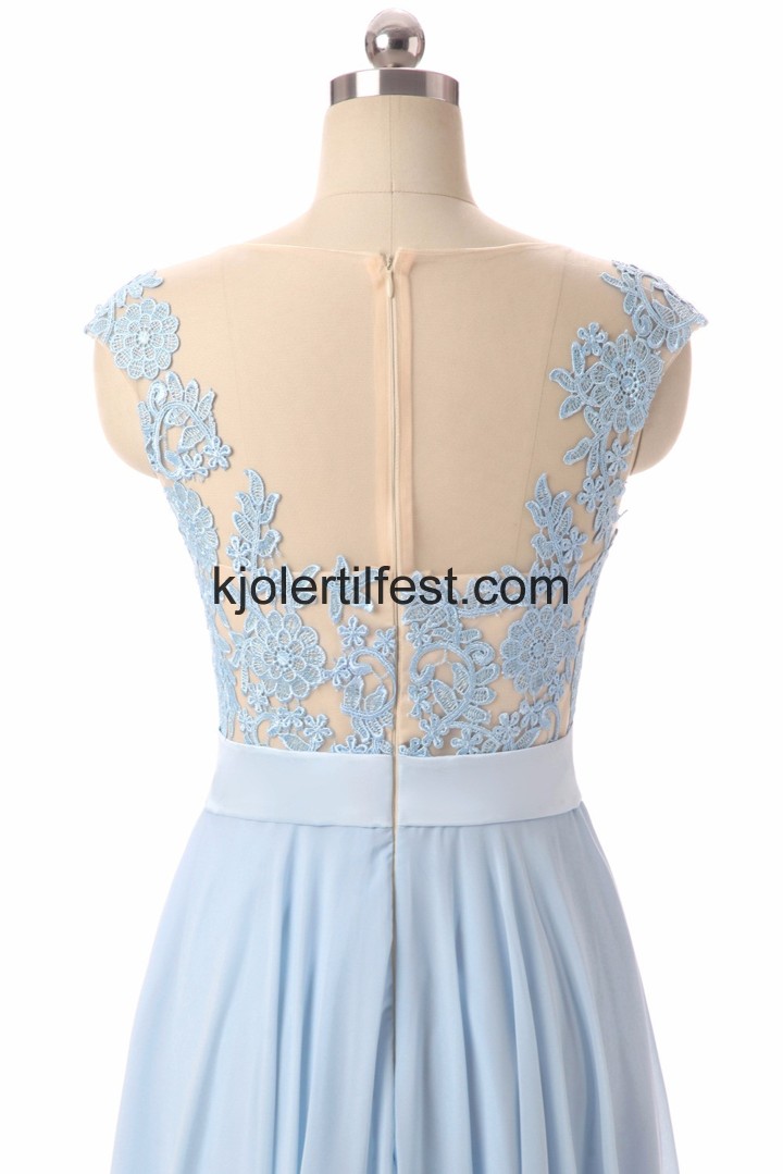 Himmelbl A-Linje Lange Chiffon Selskapskjoler